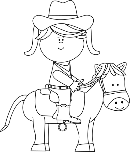 Black_and_White_Cowgirl_Riding_a_Horse